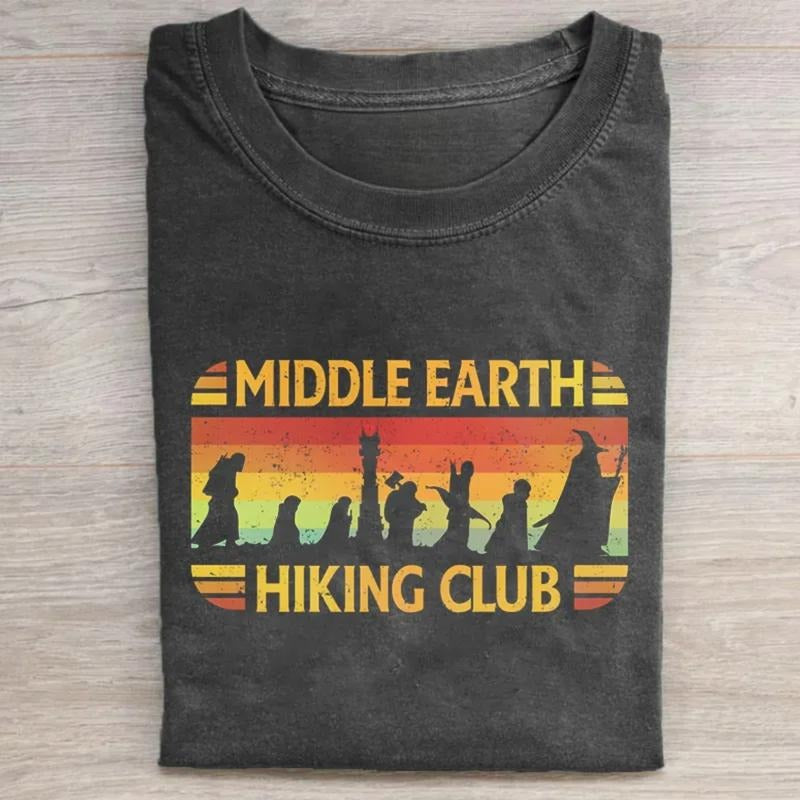 Vintage Middle Earth Hiking Club Lord Rings Movie Shirt JRRTolkien Fantasy Ring Shirt Top Menswear Streetwear Shirt Hoodie Sweatshirt