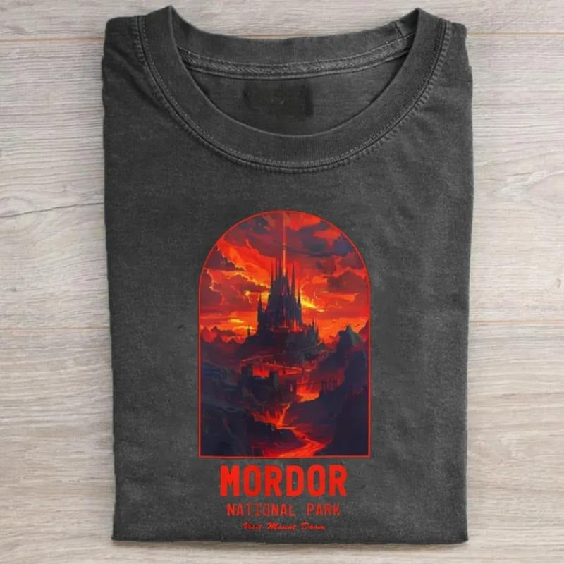 Vintage Mordor National Park Graphic Tee - The Lord of The Rings Movie Shirt - LOTR - Middle Earth - JRR Tolkien -...