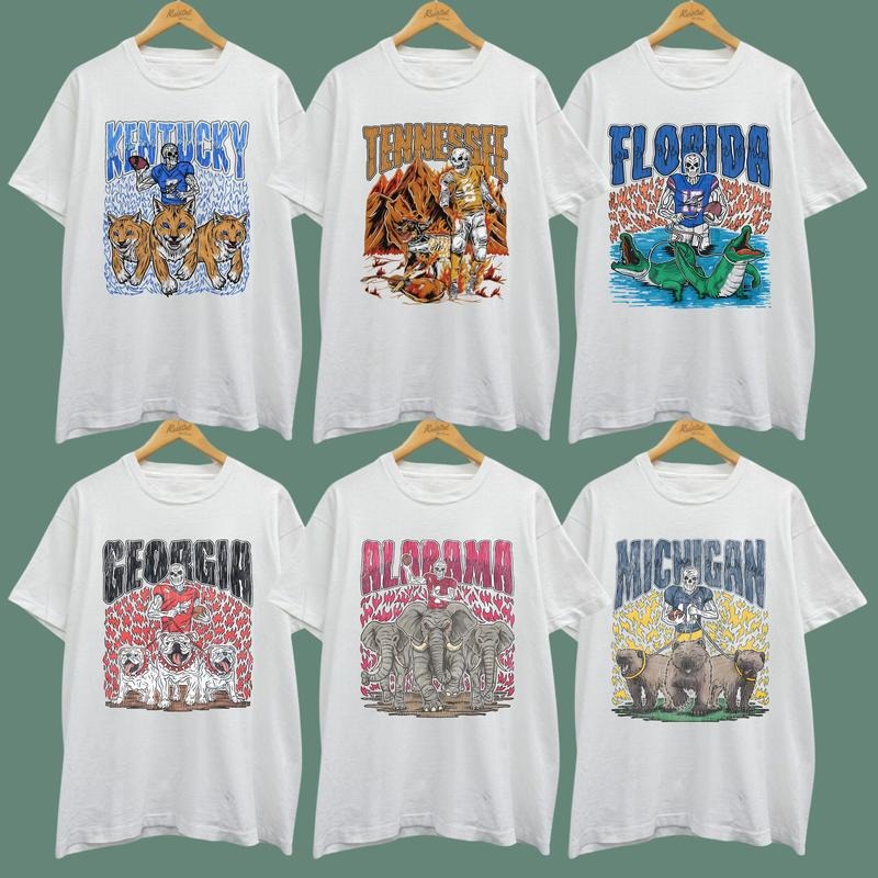 Vintage NCAA College Football T-Shirt, Skeleton Mascot Game Day Tee, All Teams NCAA Football Shirt, Gift for NCAA Fans...