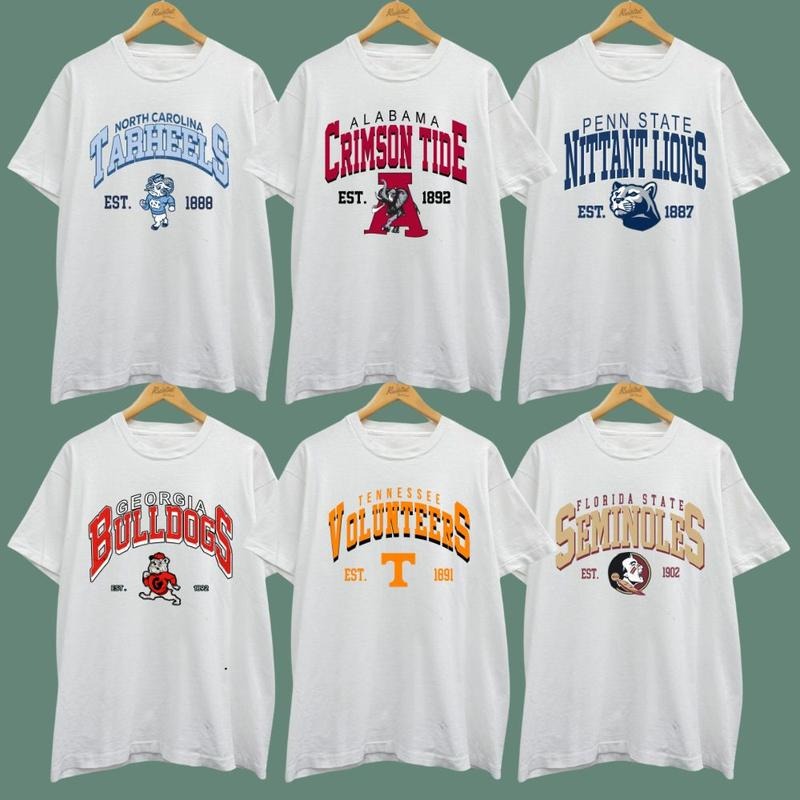 Vintage NCAA College Teams T-Shirt, All Teams Graphic Unisex Crewneck, Gift for Sports Fans Hoodie Sweatshirt