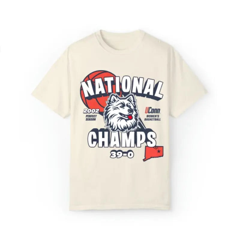 Vintage NCAA National Champs 2002 UConn Huskies T Shirt Top Classic Menswear Hoodie Sweatshirt | PrintMintTees.com