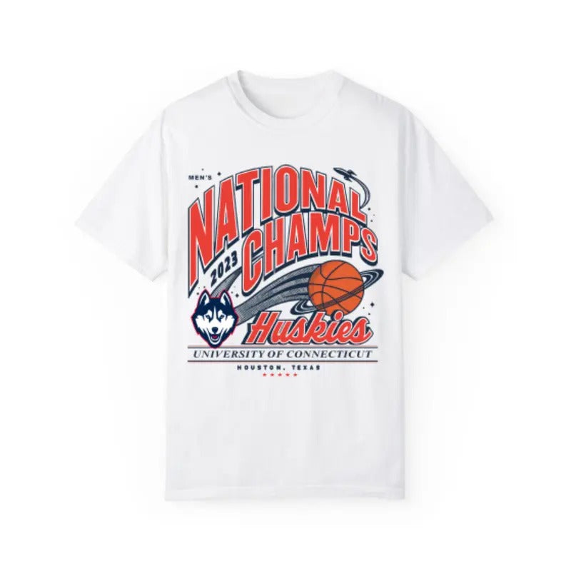 Vintage NCAA National Champs 2023 Huskies T Shirt Top Classic Menswear Hoodie Sweatshirt | PrintMintTees.com