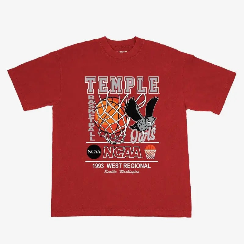 Vintage NCAA Temple Elite Heavyweight Tee Streetwear T-Shirt Cotton Menswear Unisex Classic Shirt Hoodie Sweatshirt