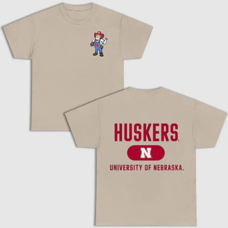 Vintage Nebraska Huskers Herbie Husker Football 2 Side T-shirt, NCAA Shirt, Vintage Football Shirt Top Classic Menswear...