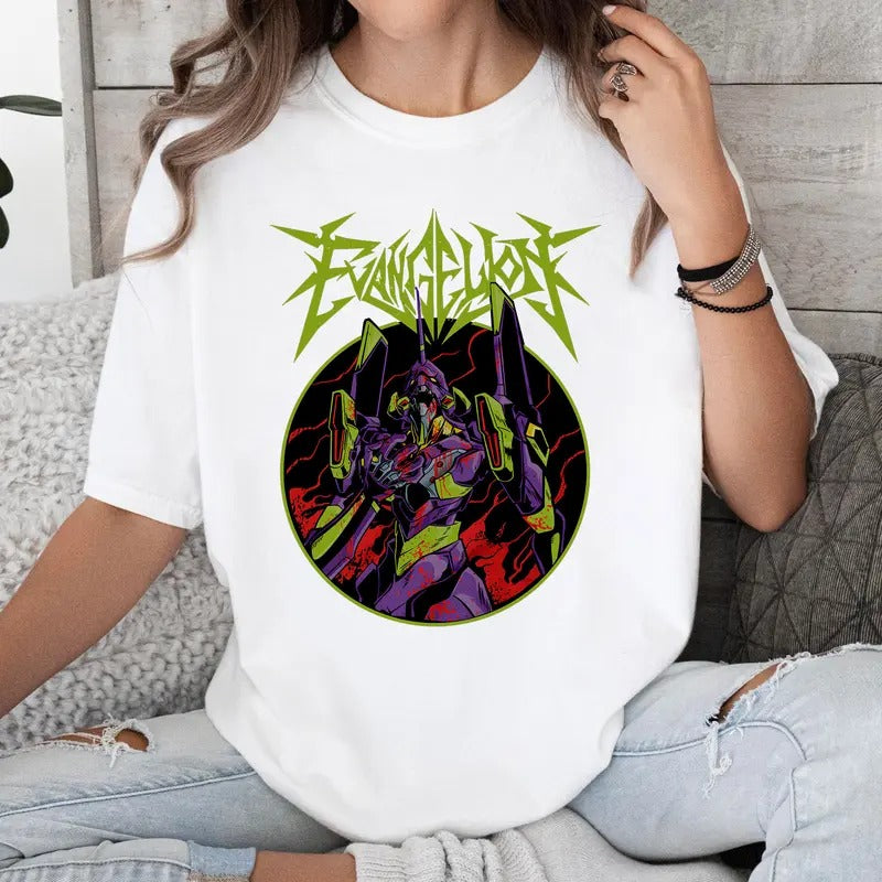 Vintage Neon Genesis Evangelion Shirt Crewneck Hoodie Comfort Cotton Sweatshirt | PrintMintTees.com