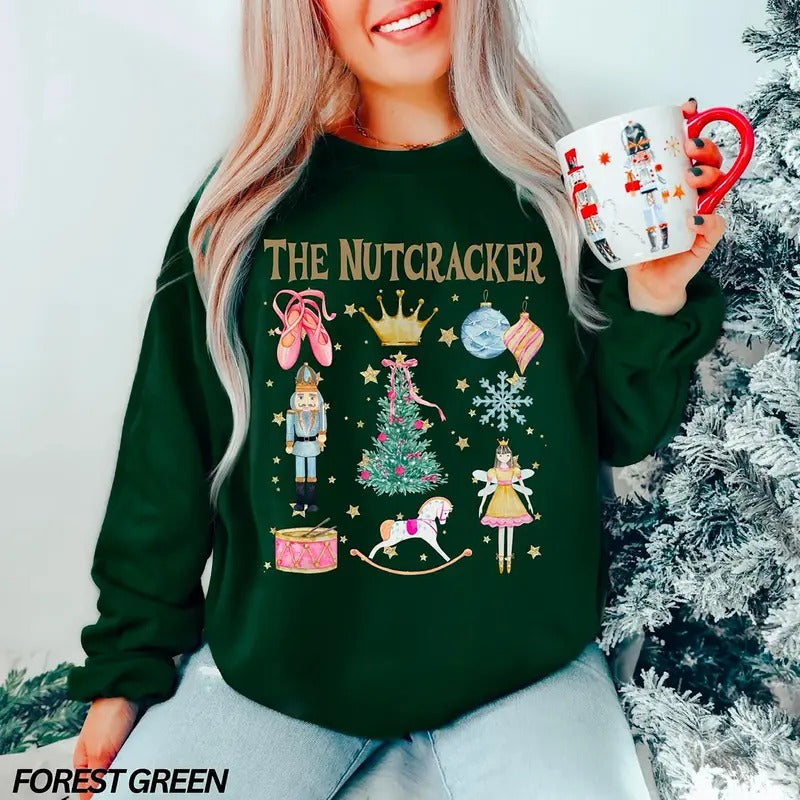 Vintage Nutcracker Sweatshirt, Cute Christmas Shirt, Nutcracker Ballet Sweatshirt, Holiday Shirt, Cozy Winter Sweatshirt,...