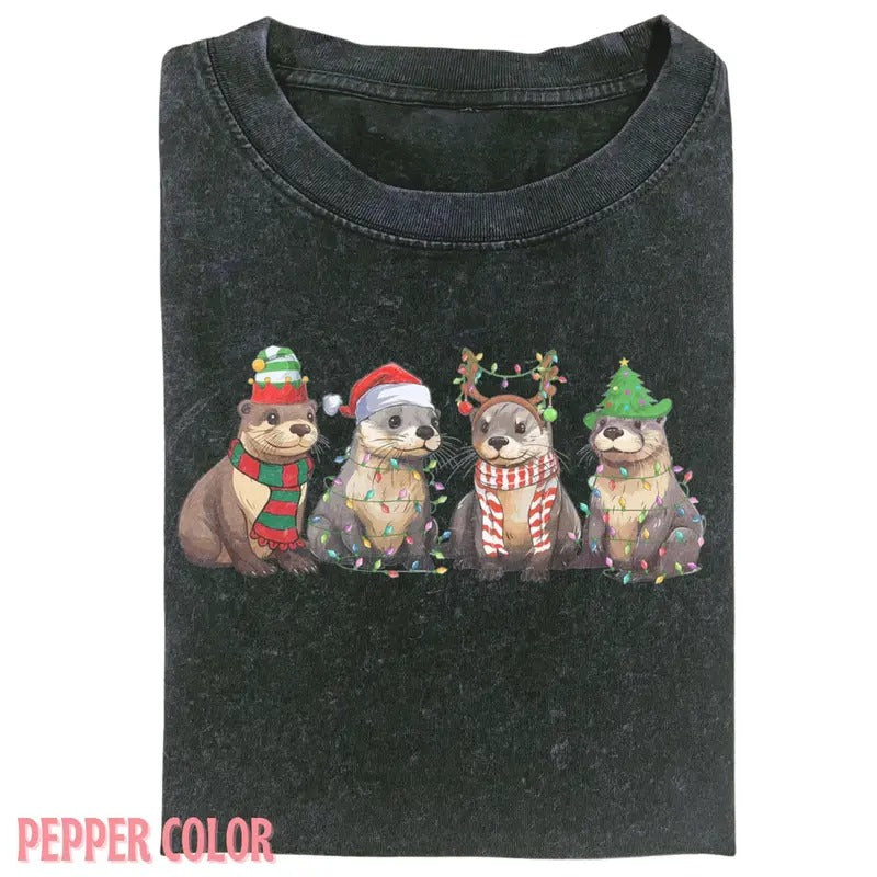 Vintage OTTERS CHRISTMAS LIGHTS  SHIRT, Funny graphic 90' Graphic tee Womenswear Top Hoodie Sweatshirt | PrintMintTees.com