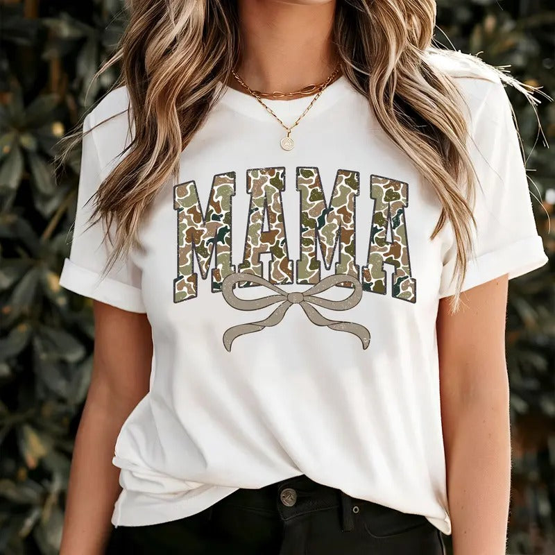 Vintage Oldschool Mama Camo Hunting Crewneck Shirt, Retro Camo Mama Tee, Mallard Ducks Mama Hunting Camo Tee, Mother's...