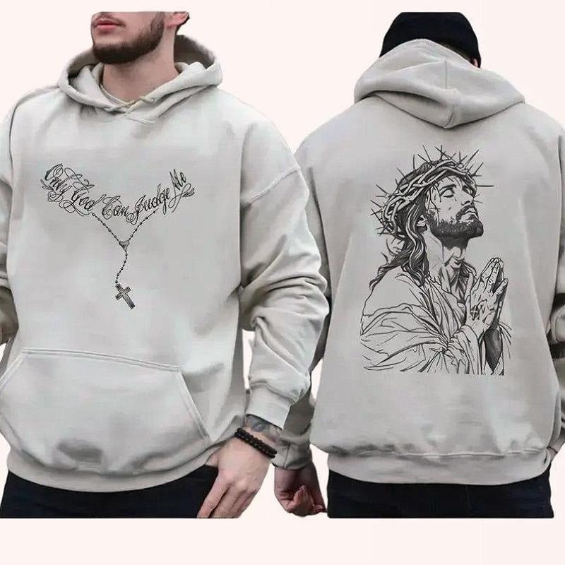 Vintage Only God Can 2 Sided Graphic Hoodie Casual Fleece Fabric Hooded Sweatshirt Trendy Tops for Women for Men, Perfect...