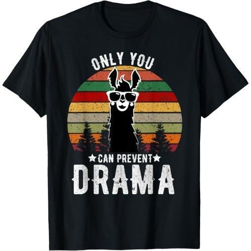Vintage Only you can prevent drama Llama T-Shirt Made in USA Hoodie Sweatshirt | PrintMintTees.com