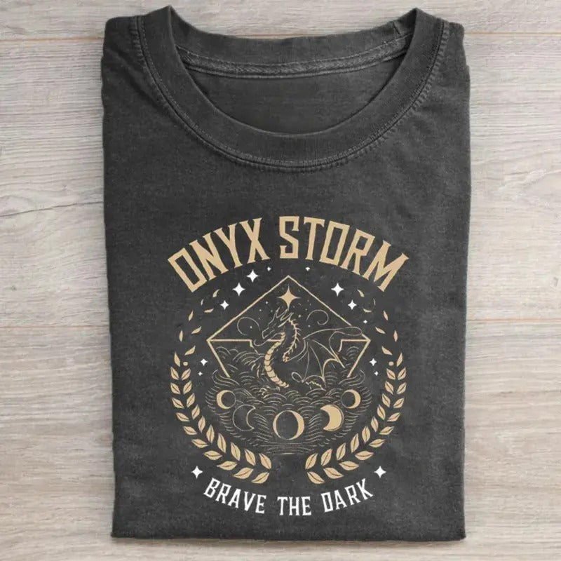 Vintage Onyx Storm Graphic Tee - Brave The Dark - Novel Shirt - Empyrean Fantasy Romance Series