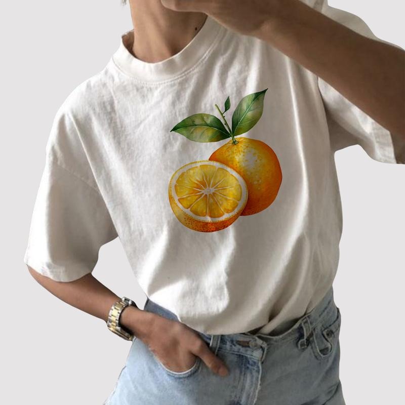 Vintage Orange Graphic Shirt, Aesthetic Orange Shirt, Fruit Graphic Tees For Women, Vintage Fruits Tees, Orange Tee,...
