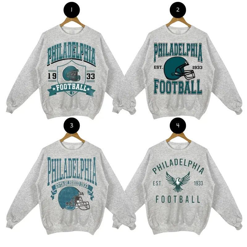 Vintage Philadelphia Football Sweatshirt, Football Crewneck Sweatshirt, Football Fan Gift, Vintage Football Sweatshirt...