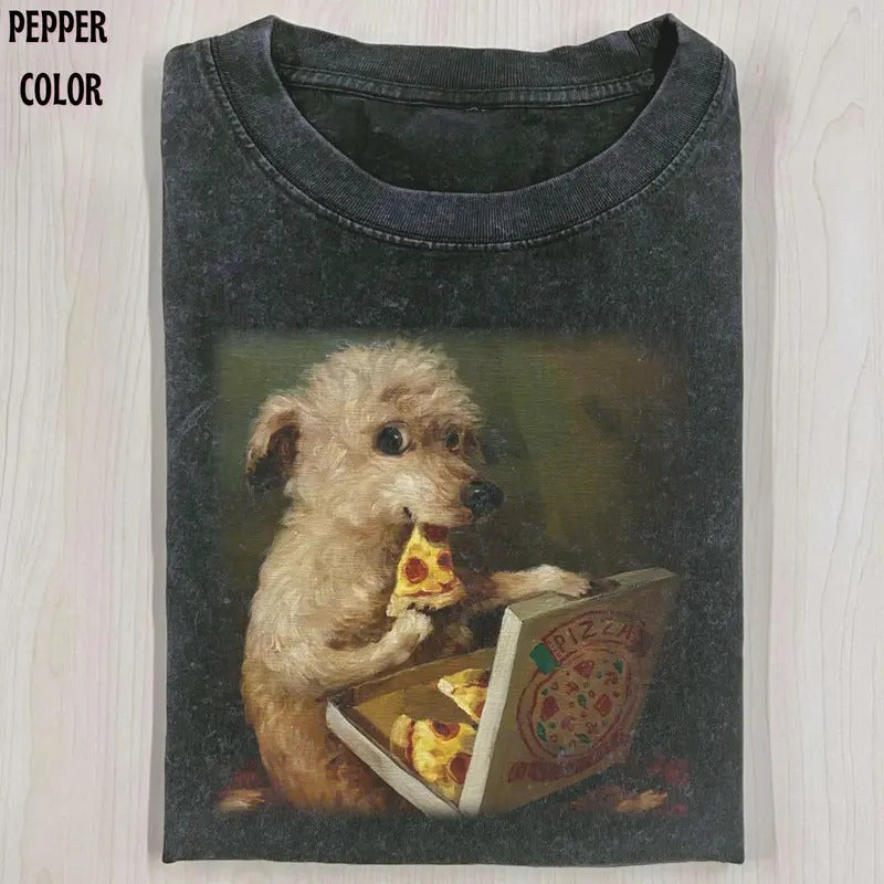 Vintage Pizz Lover T-Shirt for Women - Funny Dog Meme Graphic Tee - Streetwear, Tshirt Hoodie Sweatshirt | PrintMintTees.com