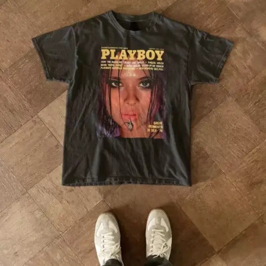 Vintage Playboy February 1977 print ad tee, Unisex T-shirt, Y2k Shirt, Gift For Men Women Hoodie Sweatshirt