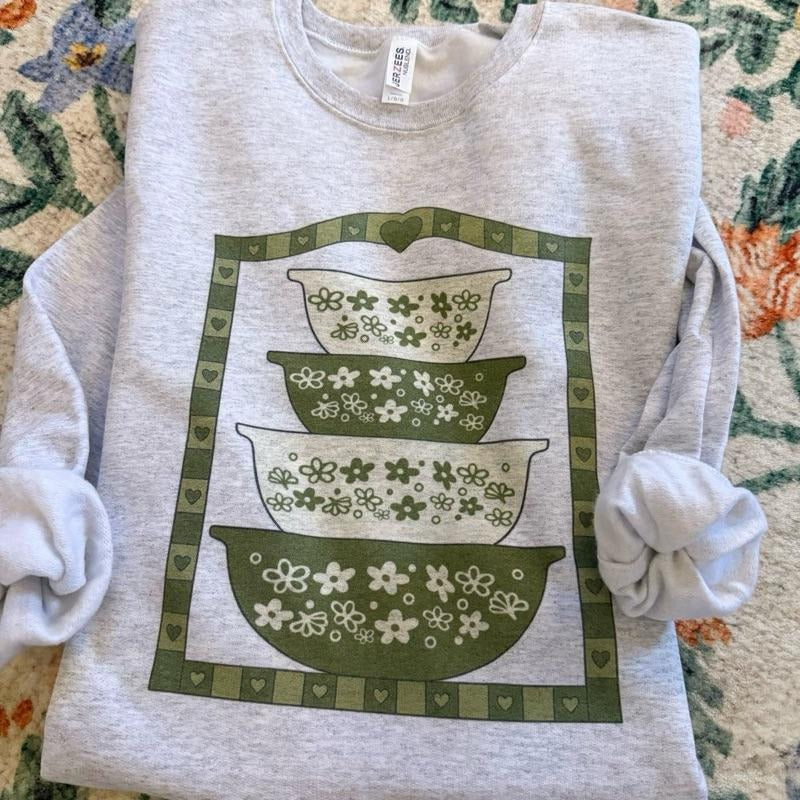 Vintage Pyrex Sweatshirt GREEN Shirt Hoodie | PrintMintTees.com