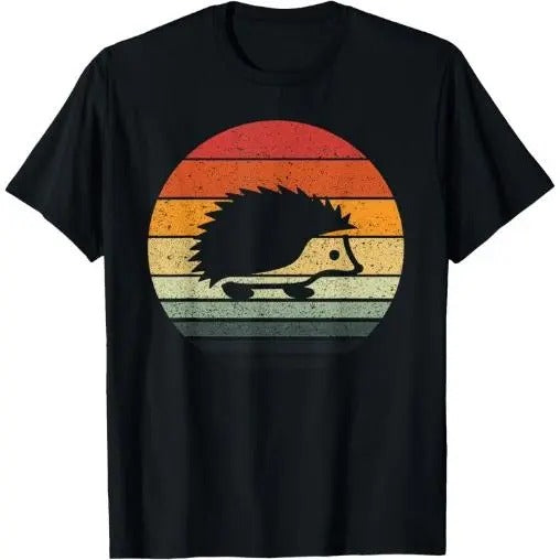 Vintage Retro Sunset Hedgehog T-Shirt Made in USA Hoodie Sweatshirt | PrintMintTees.com