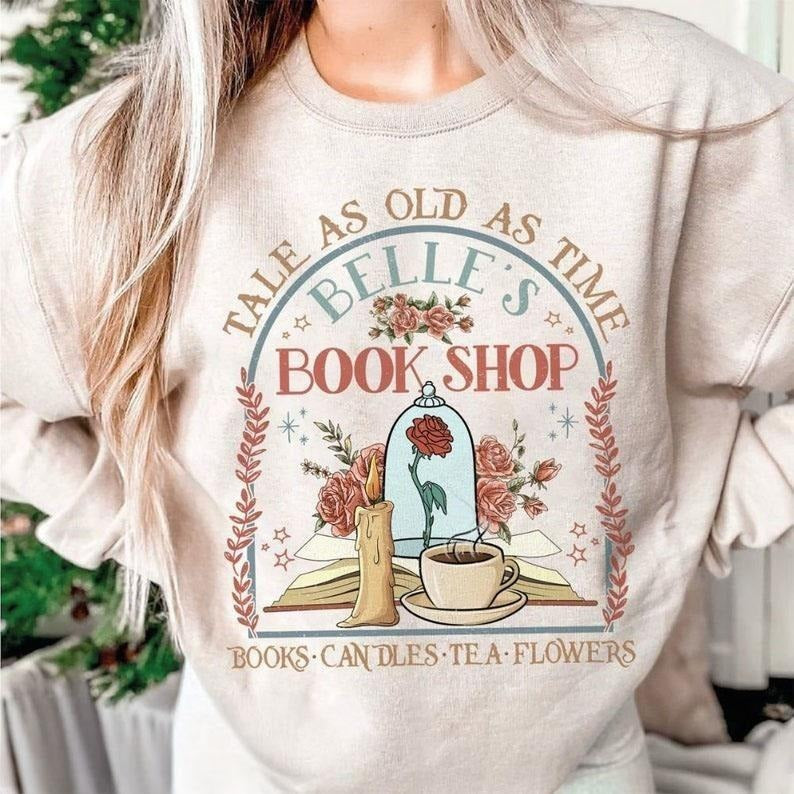 Vintage Retro Tale As Old As Time Belle'S Book Shop Shirt, Gift For Book Lover Tee Hoodie Sweatshirt | PrintMintTees.com