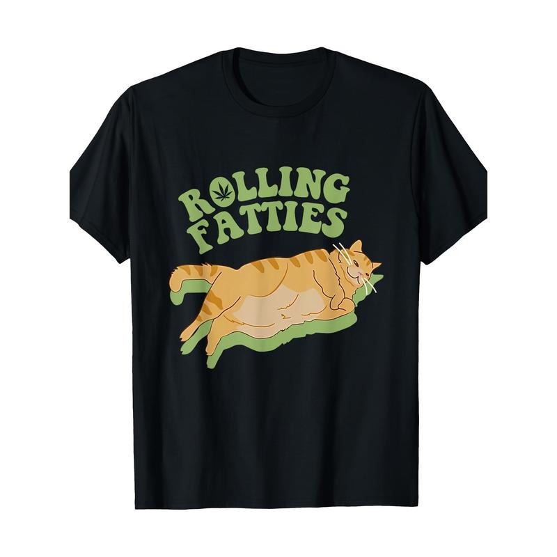 Vintage Rolling Fatties Cat Retro Kitty Kitten Meow T-Shirt100% Pure Cotton 220g  made in usa Shirt Hoodie Sweatshirt