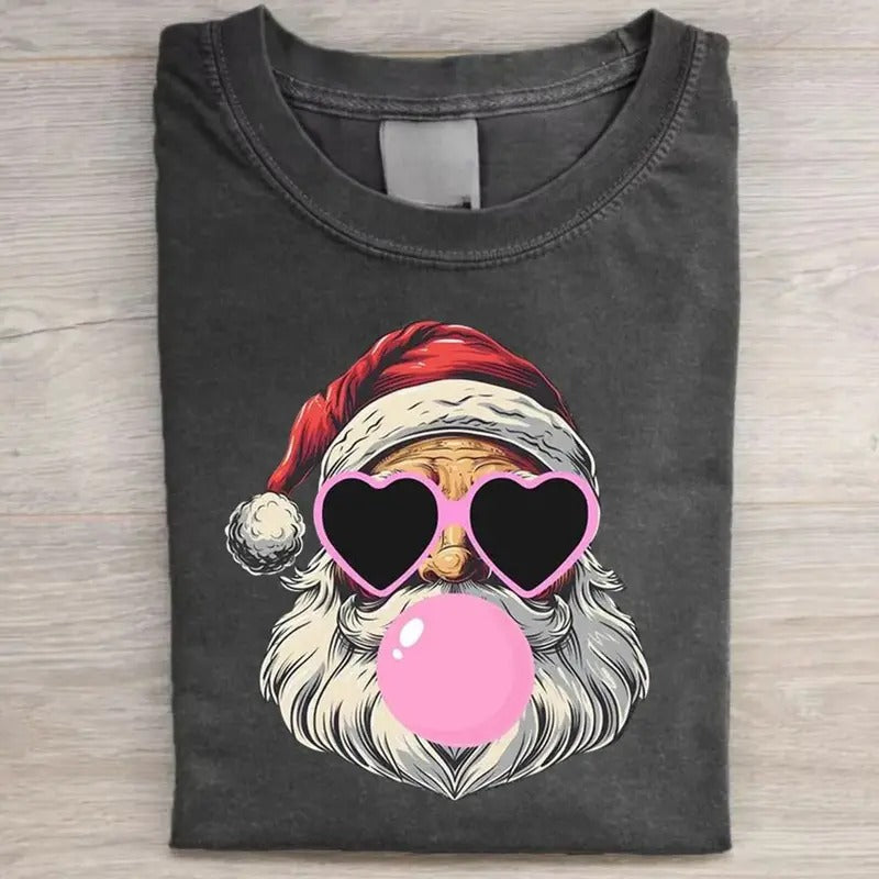 Vintage Santa Blowing Bubble T-shirt, Christmas t-shirt, Christmas Sweatshirt,90' Graphic tee Hoodie | PrintMintTees.com