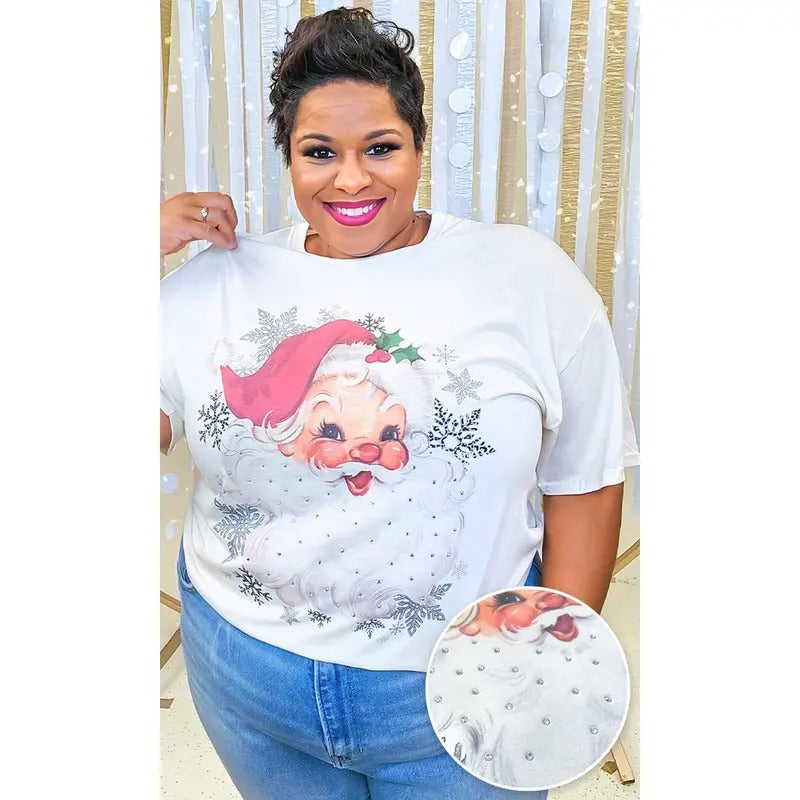 Vintage Santa Rhinestone Graphic Shirt Hoodie Sweatshirt | PrintMintTees.com