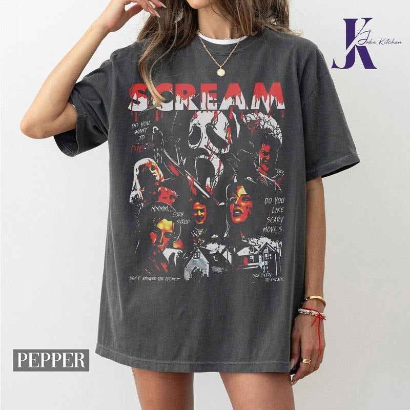 Vintage Scream Ghostface Shirt, Let's Watch Scary Movie Shirt, Horror Movie Shirt, Scream Movie Tee, Ghostface Sweatshirt...