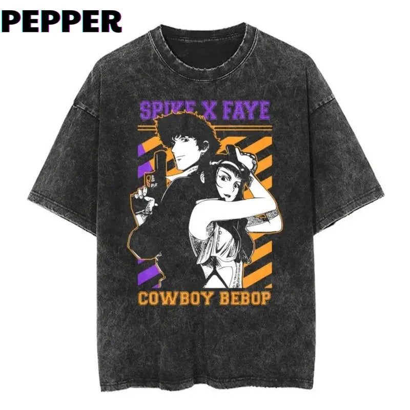 Vintage Spike x Faye Shirt, Spike x Faye Merch, Anime Shirt Menswear Top Underwear Tshirt Streetwear T-Shirt Hoodie...