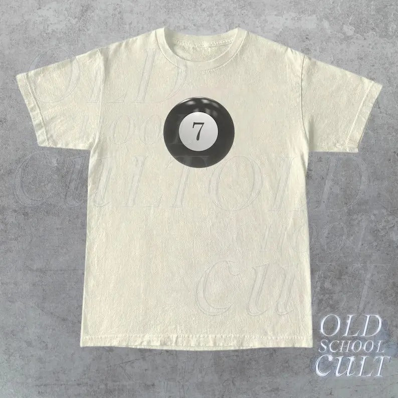 Vintage Style 7 Ball 90s Graphic T-Shirt, Retro Billard Oversized Shirt, Y2k Lucky Tee, Trendy Unisex Tee, Cool 80s...