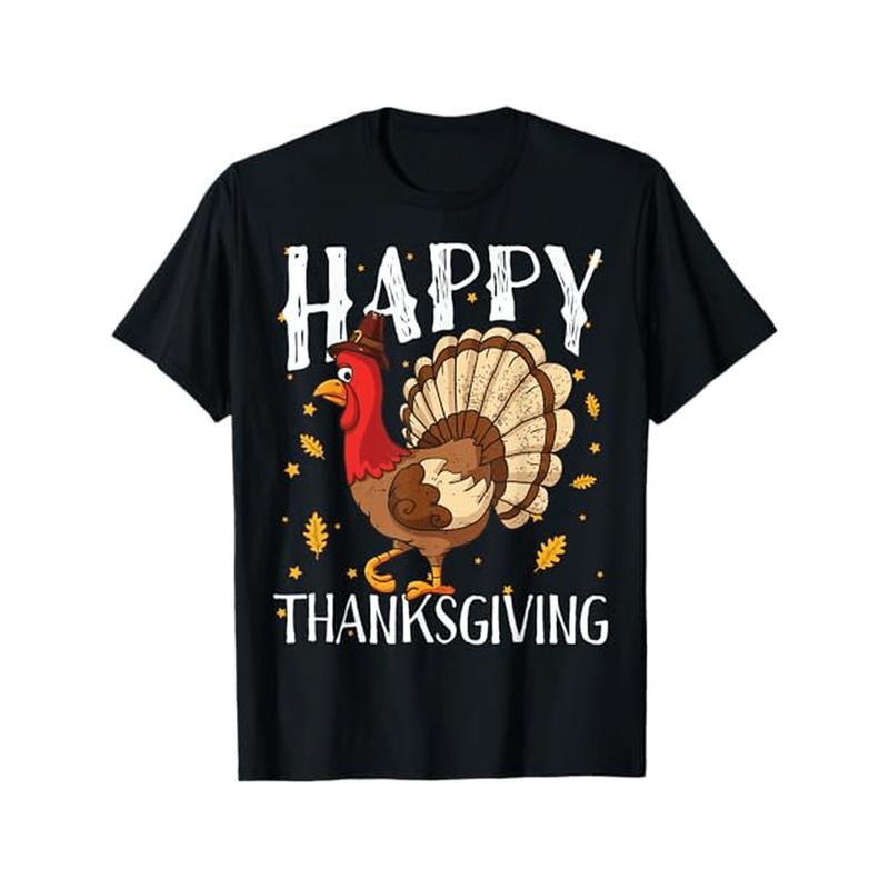 Vintage Style Thanksgiving Turkey T-Shirt for Men - 100% Cotton Crew Neck, All-Season Comfort, Slight Stretch, Regular...