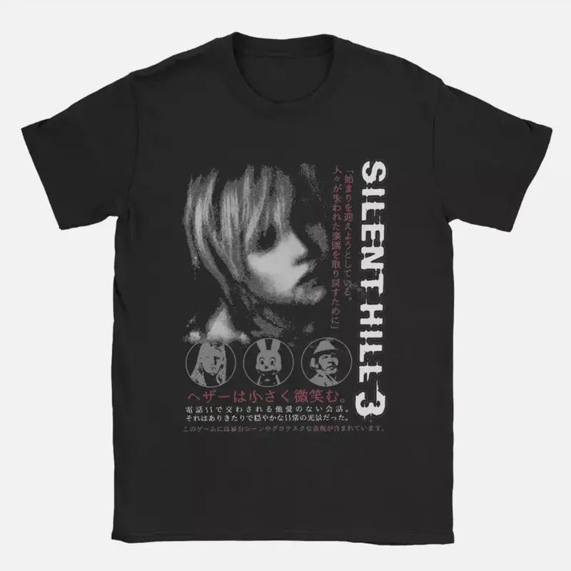 Vintage T-Shirt Silent Hill 3 Leisure Pure Cotton Tee Shirt Short Sleeve T Shirt Halloween - graphic tshirt