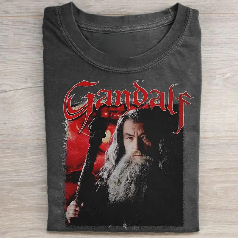 Vintage The Lord of The Rings Gandalf vs Balrog Movie Shirt - Middle Earth Hobbits LOTR Men's Top