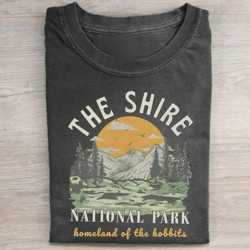 Vintage The Shire Lord of The Rings Graphic Tee - National Park - Homeland of The Hobbits - Middle Earth - J.R.R. Tolkien