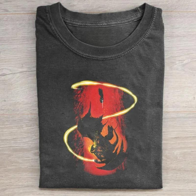 Vintage Wizard Demon Lord Rings Movie Shirt LOTR Gandalf Tolkien Fantasy Rings Book Lover Fantasy Novel Menswear Top Shirt Hoodie Sweatshirt