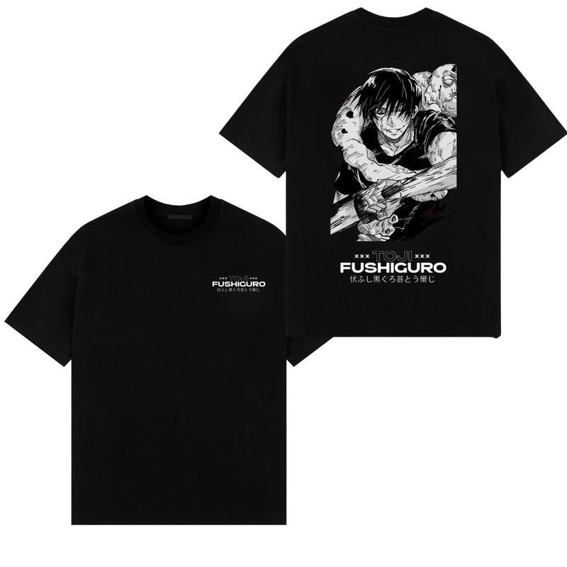 Vintage Toji Fushiguro 2 Sides Graphic Tee, JJK Anime Crewneck, Japanese Anime Tees, Anime Shirt, Gift For Fans, Gift For...