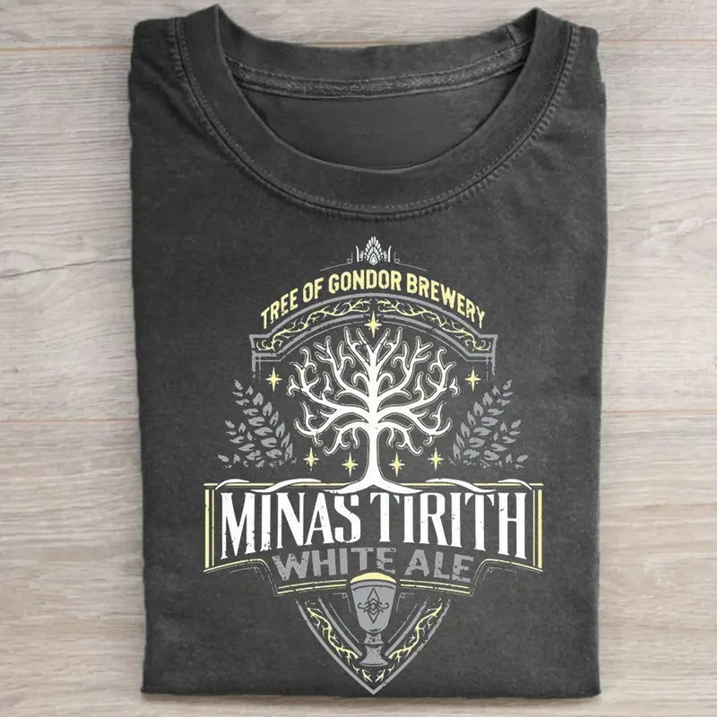 Vintage Tree Gondor Brewery Minas Tirith White Ale Shirt Lord Rings Movie Shirt Iconic Movie Scenes Funny Beers Middle Earth Menswear Top Shirt Hoodie Sweatshirt