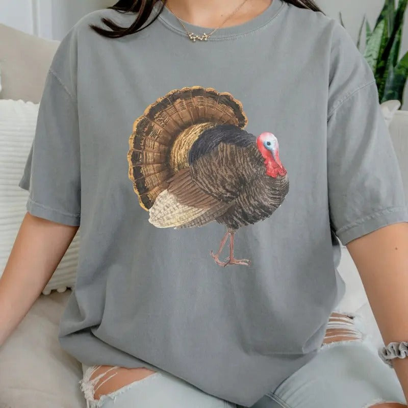 Vintage Turkey   Shirt, Cottagecore Thanksgiving Shirt, Autumn Shirt Cotton Womenswear Hoodie Sweatshirt | PrintMintTees.com