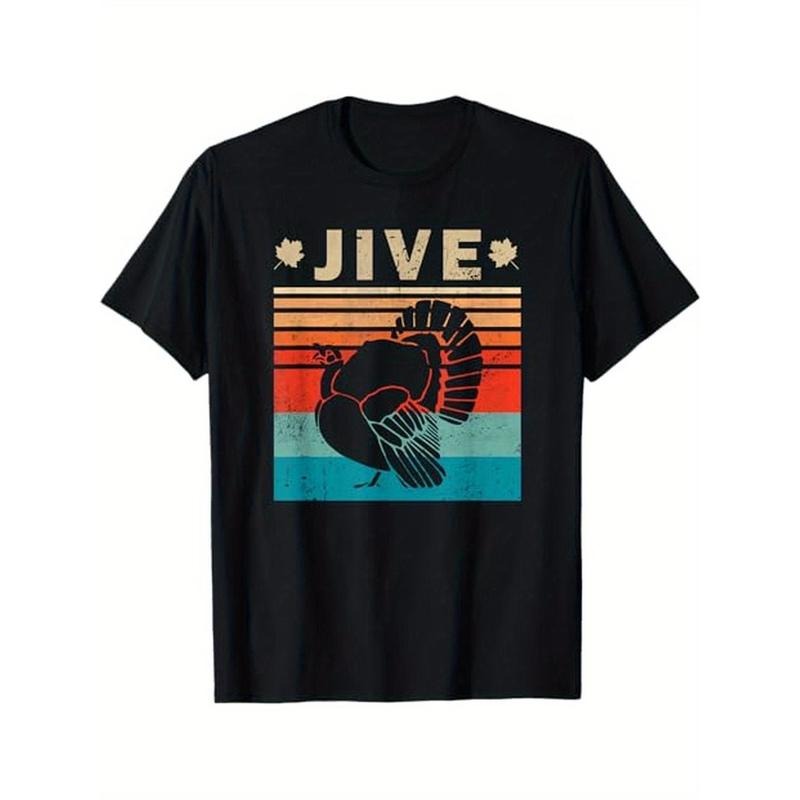 Vintage Turkey Jive Funny Thanksgiving Holiday Gift Family T - Shirt, Thanksgiving Gift, 100% Cotton, for Friends, S