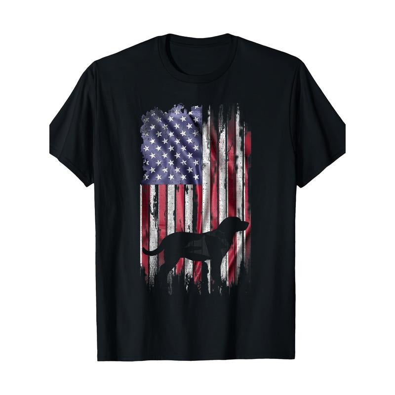 Vintage USA Flag Love Labrador Retriever Dog Lab Silhouette T-Shirt - 220g made in usa Hoodie Sweatshirt | PrintMintTees.com