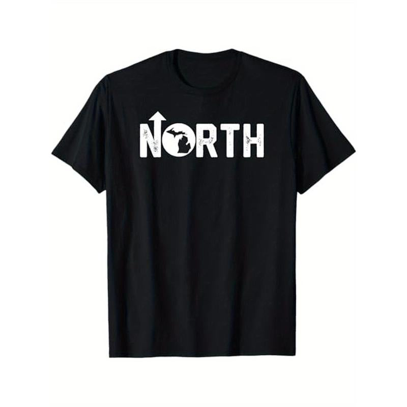 Vintage Up North Michigan Distressed Text State Map T-Shirt, 100% Cotton, Halloween Thanksgiving Christmas Gift for Men...