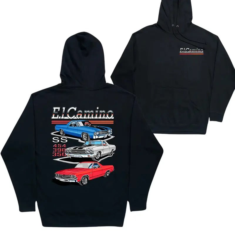 Vintage Vibe 2 Sides Chevy El Camino Hoodie, Classic Car Hoodie, Racing Car Shirt, Shirt For Car Lovers, Menswear, Unisex...
