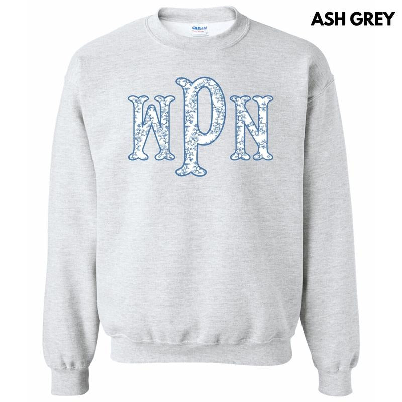 Vintage Vines Blue Monogram Sweatshirt 'NLB' T-Shirts, Hoodie | PrintMintTees.com