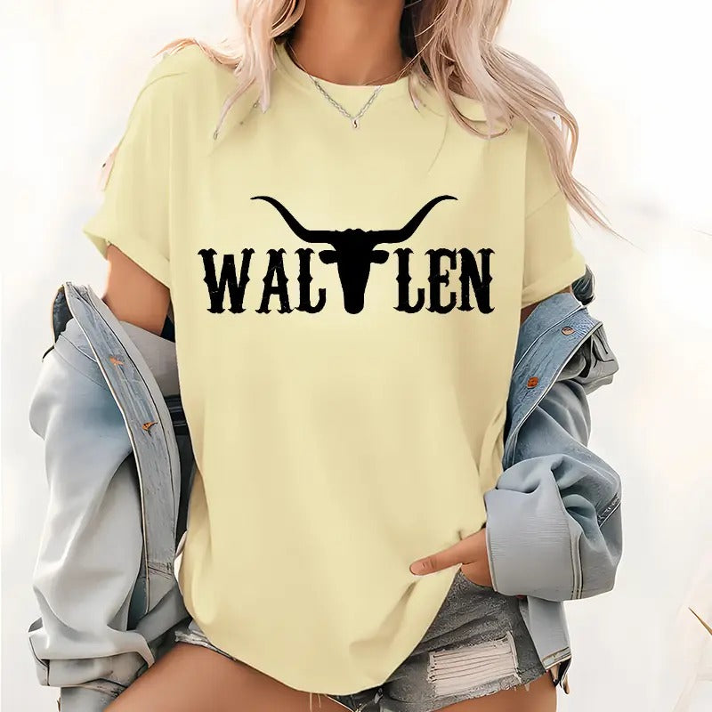 Vintage Wallen Western Pattern T Shirt, Trendy Cowgirl Country Tops, Wallen Western Short Sleeve Shirt, Retro Cowboy...