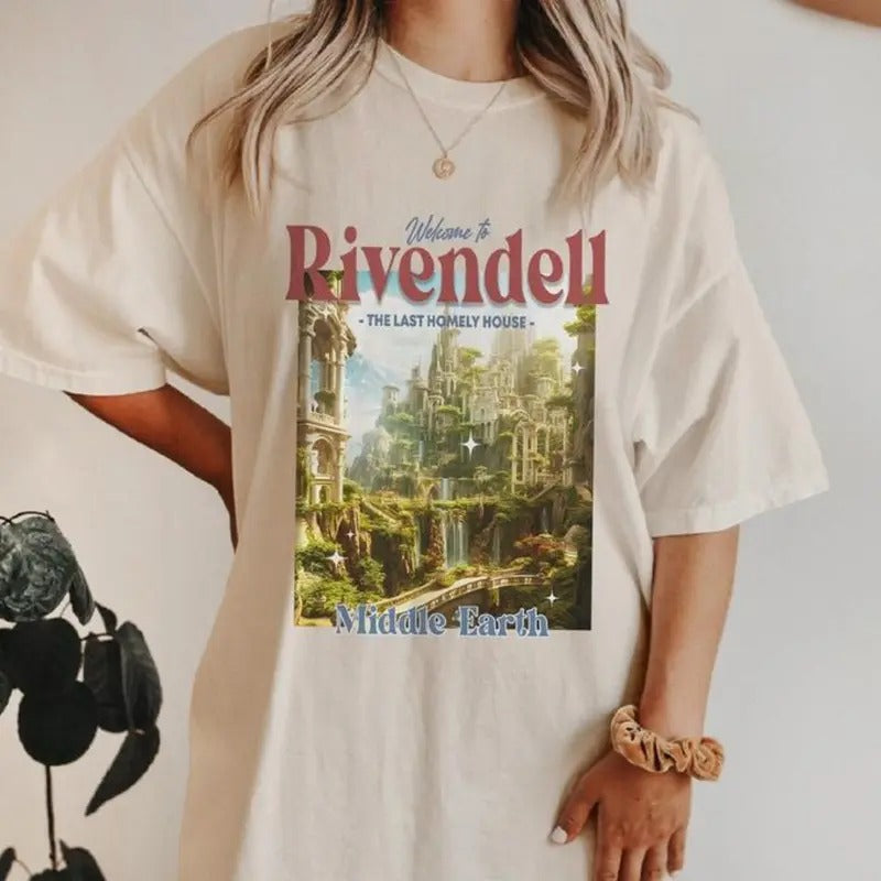 Vintage Welcome Rivendell Last Homely House Middle Earth Hobbits Lord Rings J.R.R. Tolkien Movie Shirt Shirt Hoodie Sweatshirt