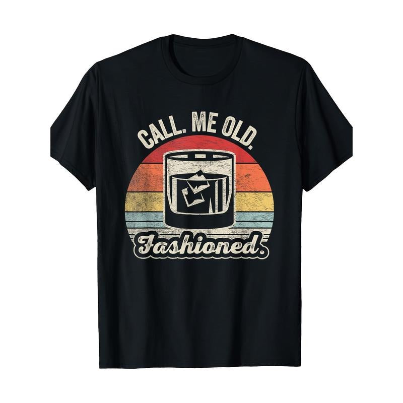 Vintage Whiskey-Inspired Cotton T-Shirt for Men