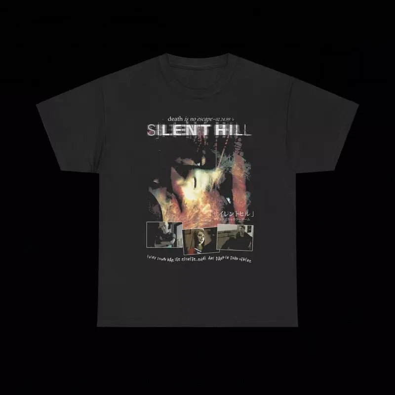 Vintage Y2K Silent Hill Death Is No Escape T Shirt grunge y2k emo goth affliction tapout - Graphic Shirt