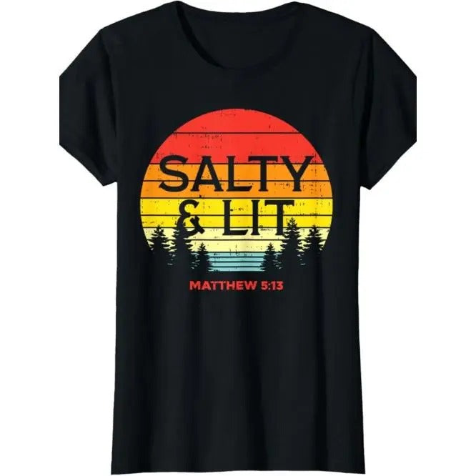 Vintage style,Forest at Sunset, niche design print, quality breathable material, casual everything Salty And Lit Matthew...
