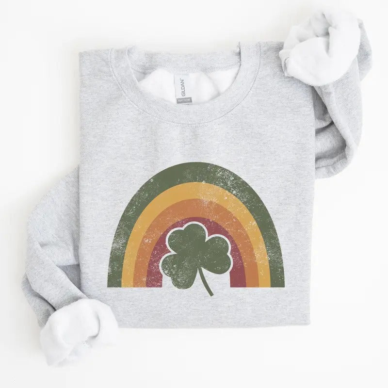 Vintage Retro St Patrick'S Rainbow Lucky St Patrick'S Day Irish Crew Neck T-Shirts, Hoodie, Sweatshirt