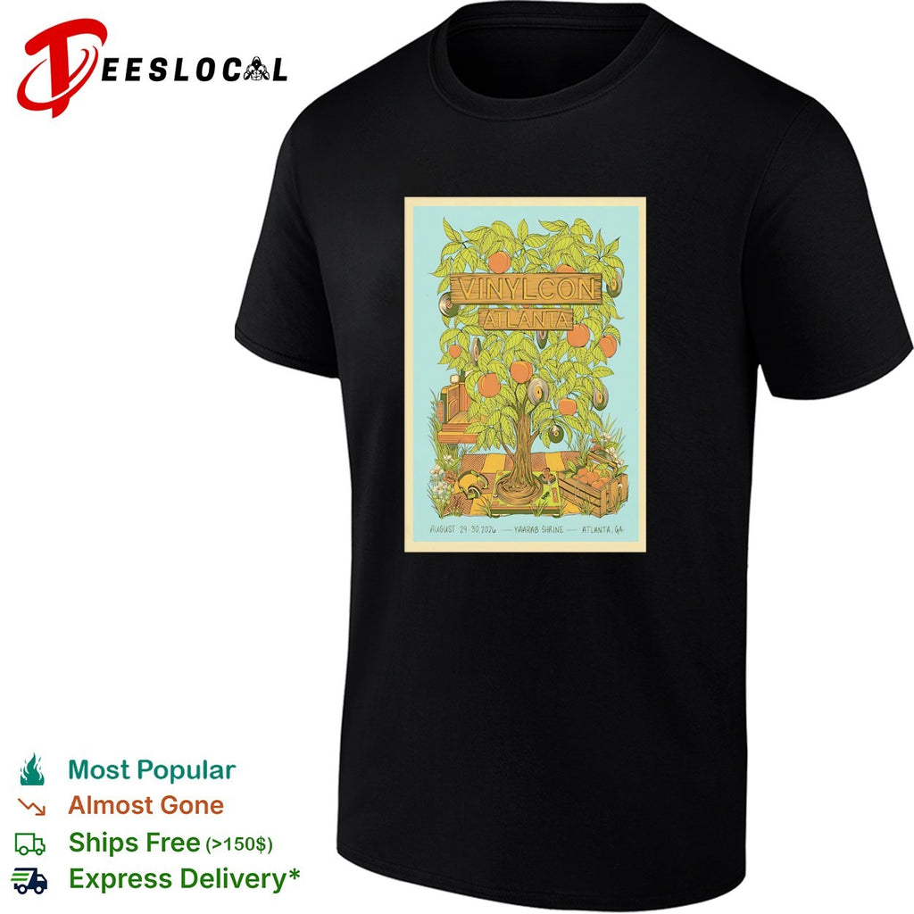 Vinylcon Atlanta peach tree vinyl records poster shirt