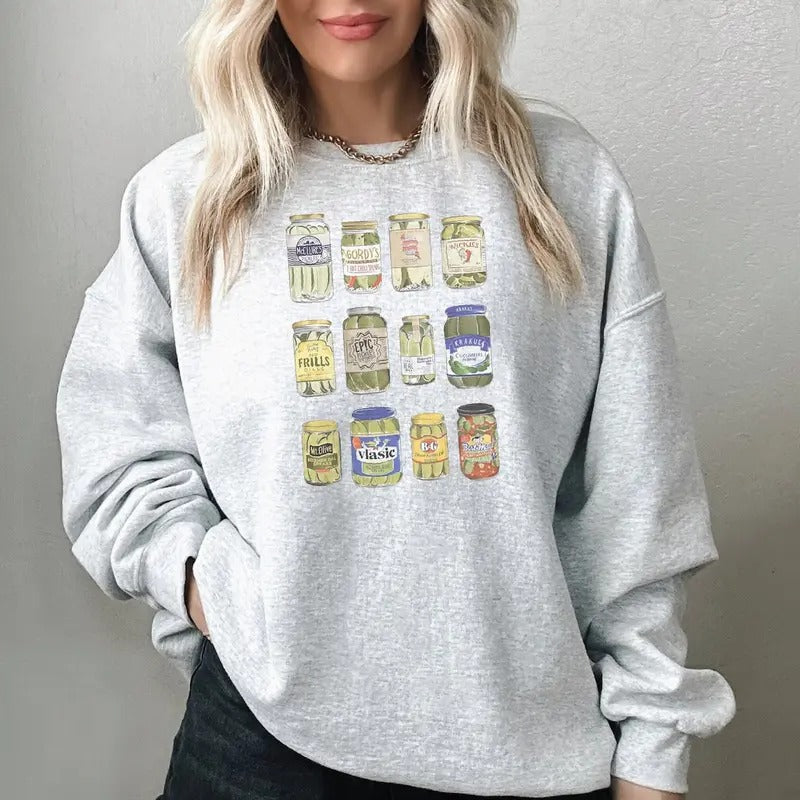 Viral Pickle Sweatshirt, Vintage Canned Pickles Sweatshirt Shirt Hoodie | PrintMintTees.com