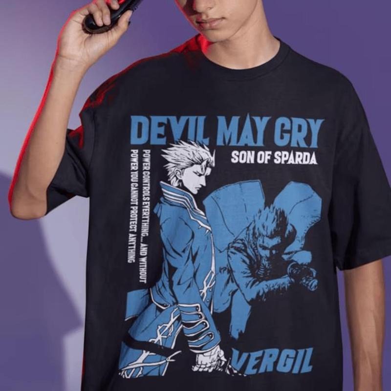 Virgil Devil Trigger May Cry DMC3 Unisex T-shirt Seri Game Shirt Round Neck Casual Hoodie Sweatshirt | PrintMintTees.com